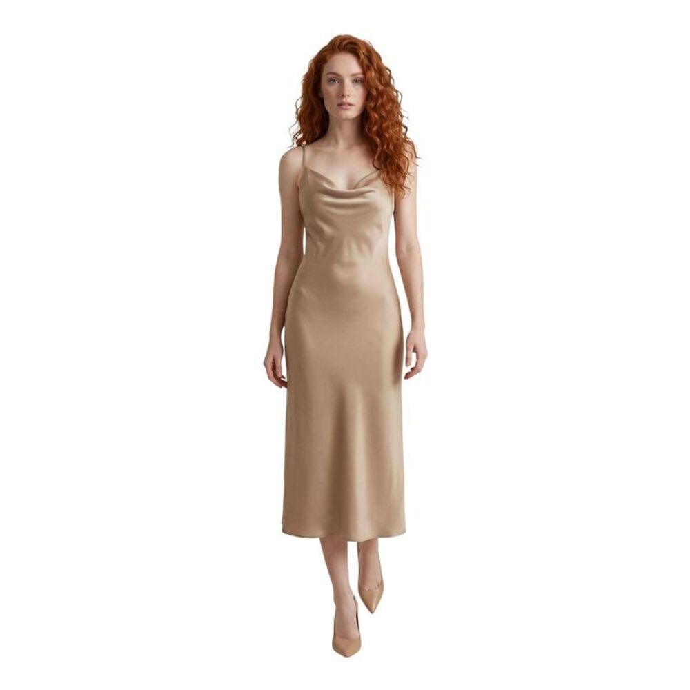Guess Beige Lyocell Long Women's Dress